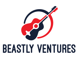 Red Blue Guitar logo design