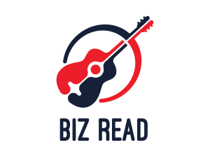 Red Blue Guitar logo design