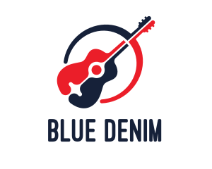 Red Blue Guitar logo design