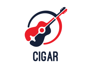 Red Blue Guitar logo design