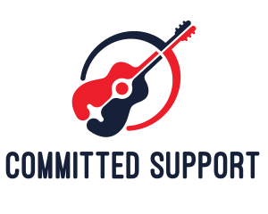 Red Blue Guitar logo design