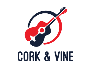 Red Blue Guitar logo design