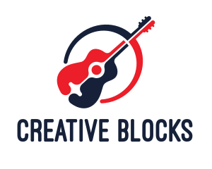 Red Blue Guitar logo design