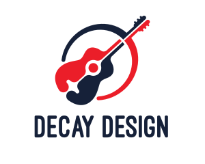 Red Blue Guitar logo design