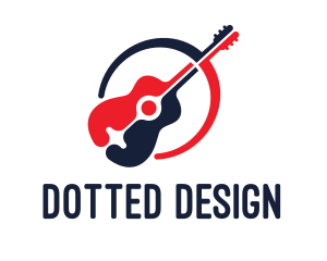 Red Blue Guitar logo design