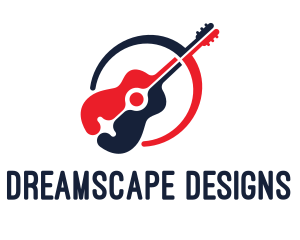 Red Blue Guitar logo design