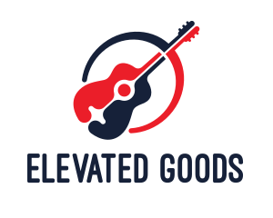 Red Blue Guitar logo design