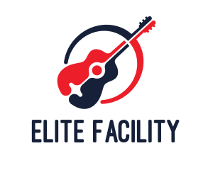 Red Blue Guitar logo design