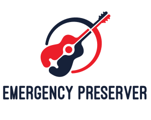 Red Blue Guitar logo design