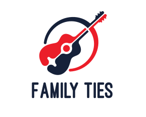 Red Blue Guitar logo design