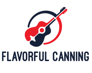 Red Blue Guitar logo design