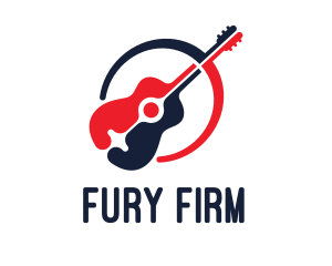 Red Blue Guitar logo design