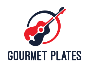 Red Blue Guitar logo design