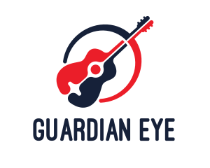 Red Blue Guitar logo design