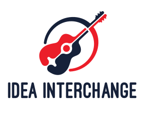 Red Blue Guitar logo design