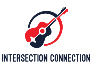 Red Blue Guitar logo design