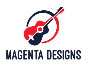 Red Blue Guitar logo design