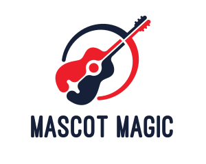 Red Blue Guitar logo design