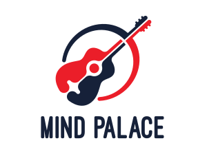 Red Blue Guitar logo design