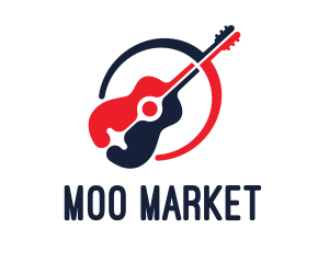 Red Blue Guitar logo design