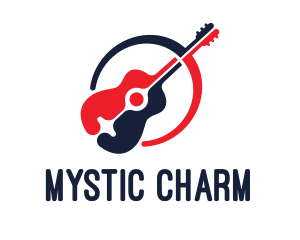 Red Blue Guitar logo design