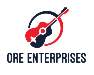 Red Blue Guitar logo design