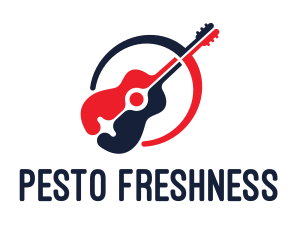 Red Blue Guitar logo design