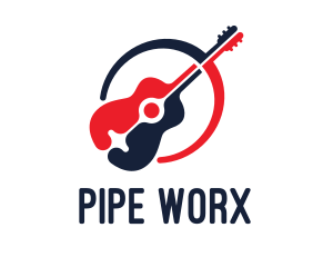 Red Blue Guitar logo design