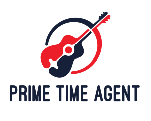 Red Blue Guitar logo design