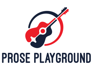 Red Blue Guitar logo design