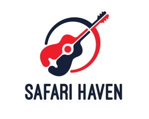 Red Blue Guitar logo design