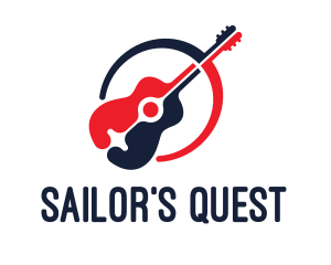 Red Blue Guitar logo design