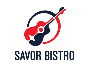 Red Blue Guitar logo design