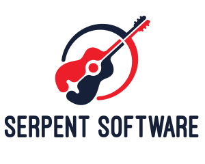 Red Blue Guitar logo design