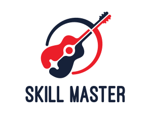 Red Blue Guitar logo design