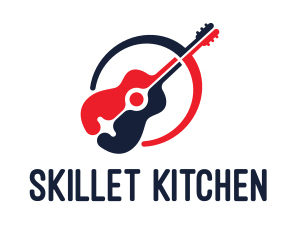 Red Blue Guitar logo design