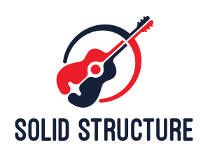 Red Blue Guitar logo design