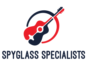 Red Blue Guitar logo design