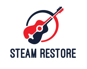 Red Blue Guitar logo design