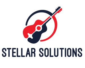 Red Blue Guitar logo design