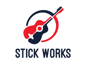 Red Blue Guitar logo design