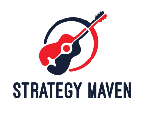 Red Blue Guitar logo design