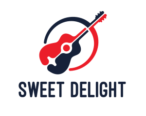 Red Blue Guitar logo design