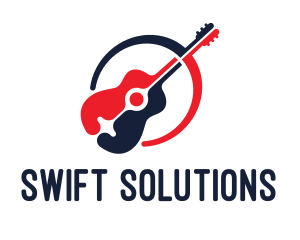 Red Blue Guitar logo design