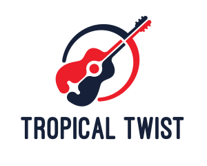 Red Blue Guitar logo design