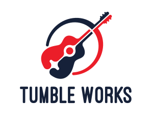 Red Blue Guitar logo design