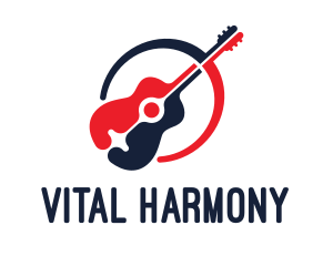 Red Blue Guitar logo design