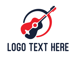 Singer - Red Blue Guitar logo design