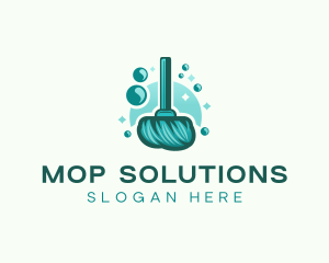 Mop Cleaning Shiny  logo design