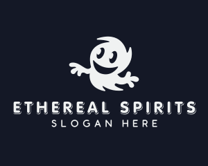 Smiling Spooky Ghost logo design